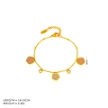 Detail of a gold-tone bracelet with pink enamel camellias and clear zircon charms - Bracelet / 18K Gold / Pink Gradient