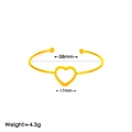 Minimalistischer goldener Edelstahl-Armreif mit hohlem Herz und runden Enden - 18K-Gold / Goldener Herz Armreif