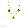 Goldene Halskette mit grünen Kamelienblüten und weißen Zirkonia, 45 cm Kettenlänge - Grüner Verlaufs-Halskette