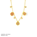Gold camellia flower necklace with pink petals and crystal accents on a white background - Necklace / 18K Gold / Pink Gradient