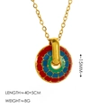 Retro bunte Emaille Blume Anhänger Halskette in Goldoptik für Damen mit Maßen - Emaille Fächer Halskette