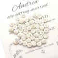 Detailed view of white shell round beads with gold star inlay for DIY jewelry crafting - Starfish / 6mm 20g 20 Pcs/Pack