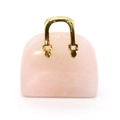 Pink stone handbag-shaped pendant with a gold metal handle for DIY jewelry making - Rose Quartz (1034-T220802002)