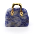 Miniature handbag pendant crafted from blue marble sodalite stone with gold handle - Sodalite (1034-T220802002)