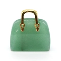 Green stone handbag pendant with golden metal handle for DIY jewelry crafting - Green Aventurine (1034-T220802002)