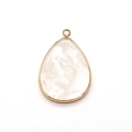 Pendentif en pierre naturelle en forme de goutte avec bord doré pour bijoux DIY - Cristal blanc