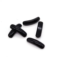 Five pieces of polished black acrylic curved tube spacer beads for DIY jewelry making - Black Agate
