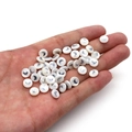 Natural white shell 6mm flat beads with silver moon inlay for DIY jewelry design - 6mm / 20 Pcs/Pack / Moon