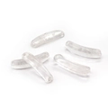 Detailed macro view of 5 pieces of curved clear crystal glass tube beads for DIY jewelry - White Crystal