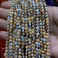 Natural warm beige tiger eye abacus stone beads 4mm with polished brown texture - 4mm 93pcs/Strand 7g / Yellow Jasper