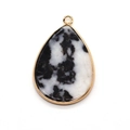 Pendentif goutte en pierre naturelle mouchetée avec bordure dorée pour bijoux DIY - Style Marbré Noir Et Blanc (8#)
