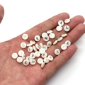 White shell bead with gold footprint pattern for handmade DIY jewelry bracelets - Footprint / 6mm (20 Pieces)