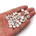 6mm white shell bead variant featuring silver footprint charm for DIY jewelry making - 6mm / 20 Pcs/Pack / Footprint