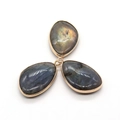 Drie-steens labradoriet druppelvormige hanger met gouden metalen randen voor DIY sieraden - Flitssteen (Labradoriet)