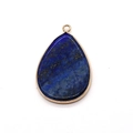 Pendentif goutte en lapis-lazuli bleu avec bordure dorée et inclusions naturelles d'or - Lapis-lazuli