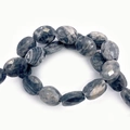 Cuentas de hematita ovaladas facetadas en piedra natural gris oscuro para joyería - 6x8mm (22 Piezas/Tira) / Piedra de Red