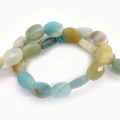 Cuentas ovaladas facetadas de piedra natural multicolor para joyería 6x8mm - 6x8mm (22 Piezas/Tira) / Amazonita