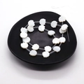Natural white shell fan-shaped beads for DIY jewelry making on a black tray - Straight Hole Style / 20 Pcs/Strand (11-12mm) / White