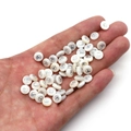 Flat round white shell beads with peace sign pattern for DIY jewelry making - 6mm / 20 Pcs/Pack / Peace Sign