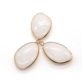 Drie witte natuurstenen hangers met gouden rand voor het maken van DIY-sieraden - Witte Jade