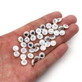 Natural white shell beads 6mm with silver heart pattern for DIY jewelry making - 6mm / 20 Pcs/Pack / Heart