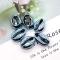Set of six blue electroplated seashell beads with metallic finish for DIY jewelry - 18-20mm (20 Pieces/Pack) / Blue Metallic (No.9)