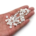 Natural white shell beads with silver dollar sign inlay for DIY jewelry making - 6mm / 20 Pcs/Pack / Alphabet