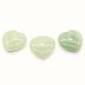 Trois pendentifs coeur en pierre naturelle vert clair avec trou central pour bijoux DIY - Aventurine Verte