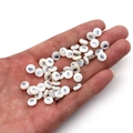 Flat round white seashell beads with dark cloud pattern for DIY jewelry making - 6mm / 20 Pcs/Pack / Cloud