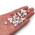 6mm natural white shell beads with silver star inlay for DIY necklace jewelry making - 6mm / 20 Pcs/Pack / Pentagram