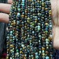 Facettierte Rondelle-Natursteinperlen in verschiedenen Farben für DIY-Schmuck - 4mm 93 Stk./Strang 7g / Afrikanischer Kieferstein