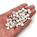 6mm natural white shell beads with silver sunburst pattern for DIY jewelry making - 6mm / 20 Pcs/Pack / Snowflake