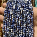 Facettierte Sodalith Flachrundperlen mit tiefblauer und weißer Natursteintextur - 4mm 93 Stk./Strang 7g / Blauer Sodalith