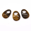 Natural tiger eye stone oval pendants with hole for DIY jewelry making set of three - Tiger's Eye