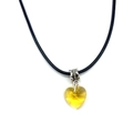 Pendentif cœur en cristal facetté jaune avec cordon noir et fermoir argenté - 14x25mm (Sans Corde) / Jaune