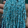 Facettierte kleine blau-grüne Perlen aus hochwertigem Naturstein für DIY-Schmuck - 4mm 93 Stk./Strang 7g / Hellblauer Türkis