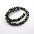 Perles rondes noires avec incrustation de nacre en damier et reflets irisés - Noir Irisé (Taille 6)