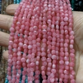 Strang mit rosa facettierten Quarzperlen für DIY-Schmuckherstellung und Basteln - 4mm 93 Stk./Strang 7g / Rosa Chalzedon
