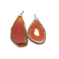 Pendentifs en agate rouge naturelle aux formes irrégulières avec fermoir en métal argenté - Rouge Orangé