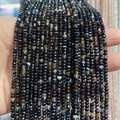 Faceted 2-3mm natural black onyx and agate stone beads for jewelry making - 2x3mm (185 Beads/Strand) / Black Agate