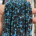 Faceted 2x3mm natural stone beads in blue and black mix for jewelry making - 2x3mm (185 Beads/Strand) / Deep Apatite