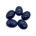 Five oval blue sandstone cabochons with sparkling starry effect for DIY jewelry - 12x16mm / Blue Sandstone