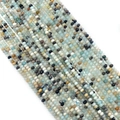 Perle tonde sfaccettate in pietra naturale, colori blu cielo e crema, misura 3-4mm - Amazonite