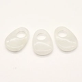 Three translucent white opal stone teardrop pendants with large holes for DIY necklaces - White Crystal