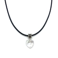 Detail of faceted clear heart-shaped crystal pendant on a black cord with silver clasp - 14x25mm (Without Rope) / White