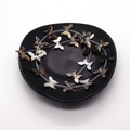 Natural butterfly-shaped mother of pearl shell beads in a black display tray - Butterfly / 7x14mm