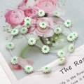Handmade shell daisy flower bead string in white and green for DIY jewelry making - Green Center (No.2) / 10mm (20 Pcs/Strip)