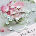 Daisy flower bead in white natural shell with light blue center for DIY jewelry - Sky Blue Center (No.3) / 10mm (20 Pcs/Strip)