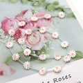 DIY daisy beads made of natural shell with pink enamel centers and white petals - Pink Center (No.5)