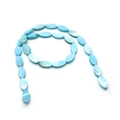 Polierte blaue Süßwassermuschel-Perlen in Ovalform mit schillerndem Perlmuttglanz - Navetteschliff / 7x14mm